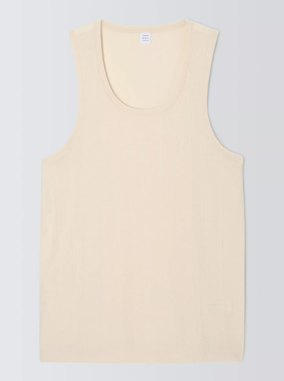 Resort Collection Cotton Knitted Vest, Pearl