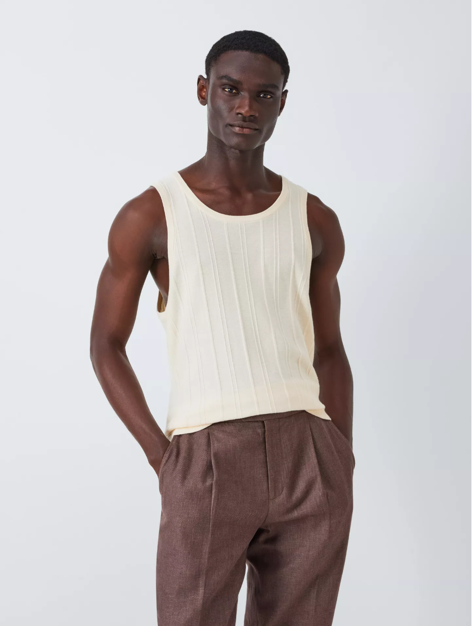 Resort Collection Cotton Knitted Vest, Pearl