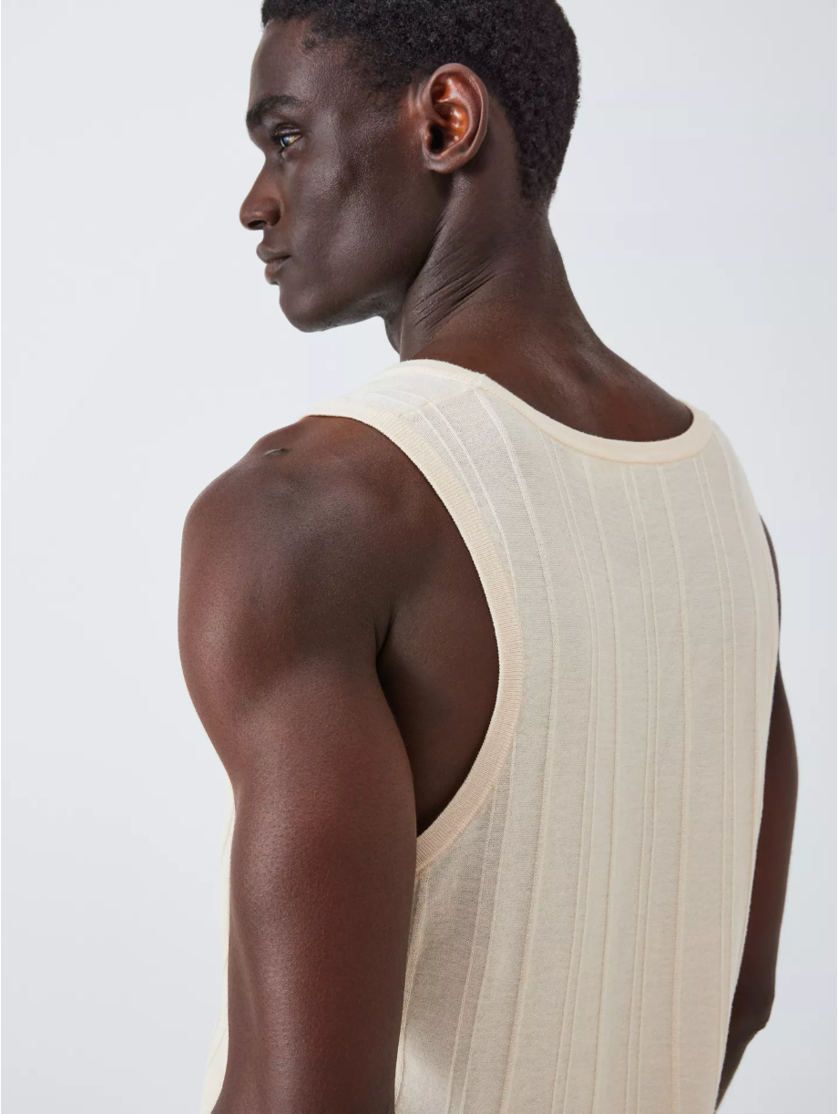 Resort Collection Cotton Knitted Vest, Pearl