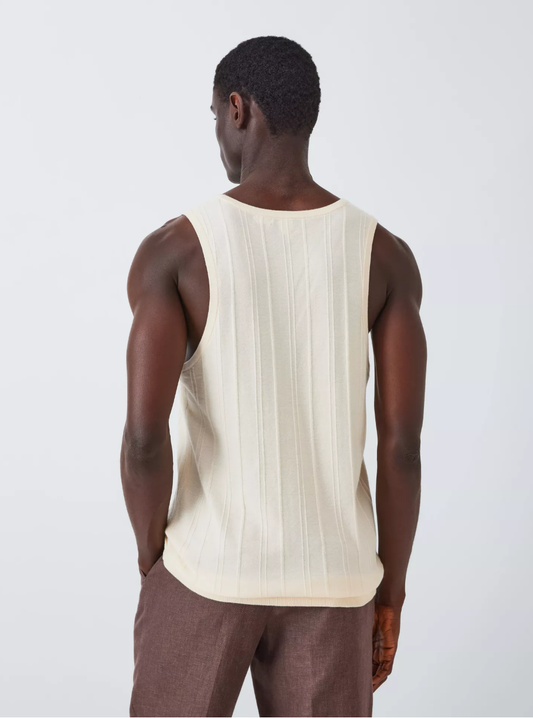 Resort Collection Cotton Knitted Vest, Pearl